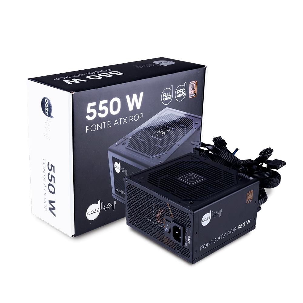FONTE ATX DAZZ 550W ROP 80 PLUS BRONZE PFC ATIVO PRETO(A)