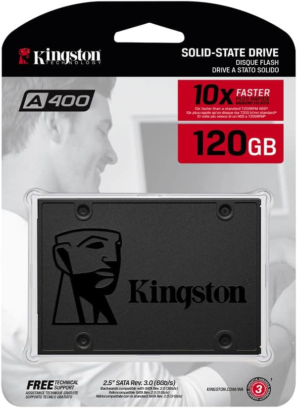 SSD KINGSTON SATA III A400 L: 500MBS G: 320MBS 120GB PRETO(A)