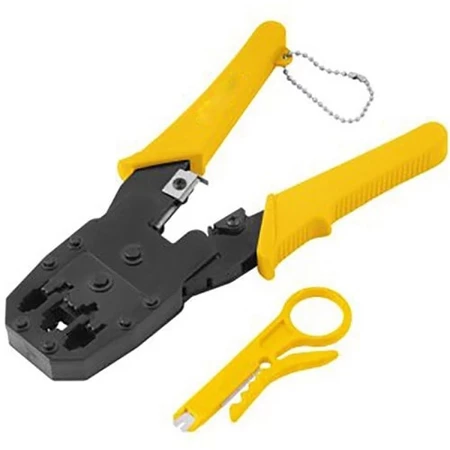ALICATE CRIMPADOR HAYOM AI1003 RJ45 RJ11 RJ12 PRETO/AMARELO